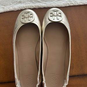 Tory Burch gold ballet flats